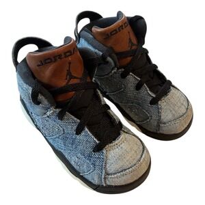 Air Jordan‎ 6 Retro Denim Toddler Shoes CV5488-401 Blue Black Brown Sneakers